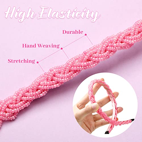MTLEE 6 Pieces Beaded Headbands for Women Sparkly Crystal Beaded Hair Hoop Hairbands Multiple Color Hair Accessories Head Bands Christmas Gift(Vivid Colors)