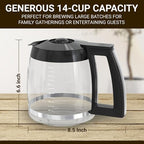 14-Cup Replacement Carafe Compatible with Cuisinart Coffeemakers: DCC-2200, DCC-2600, DCC-2800, DCC-3200, DCC 3200P1