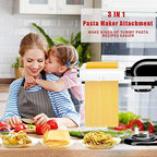 Pasta Maker Attachment for Kitchenaid Mixers, Noodle Maker 3 in 1 Set of Pasta Sheeter Fettuccine Cutter Spaghetti Cutter and Cleaning Brush, Kitchen aid Mixer Accessories White