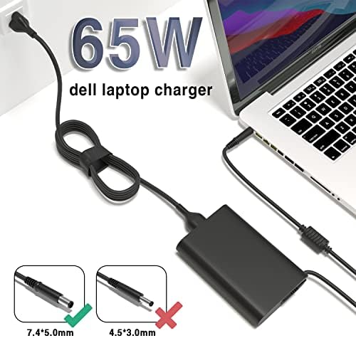 65W 19.5V 3.34A Laptop Charger Replacement for Dell Latitude 5400 5480 5490 7480 7490 5500 5580 5590 7280 7290 e7470 e6420 e6430 e6440 e5450 e5470 LA65NM130 AC Adapter Power Cord