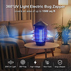 Outdoor & Indoor Waterproof Insect Repellent - Flying Bug Trap, 20W / 4000V Electric Mosquito Killer (3 Blubs) - for Backyard, Yard, Home
