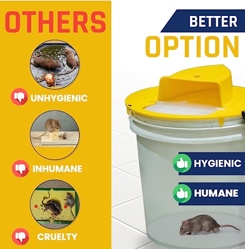 DYMPORT Mouse Trap Bucket, Pack of 3-Auto Reset Mouse Trap for Indoor and Outdoor Usage, Bucket Mouse Trap 5 Gallon Bucket Compatible