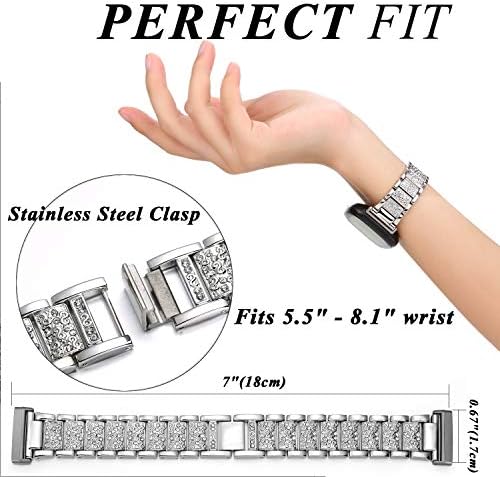 Bling Bands Compatible with fitbit Sense 2/Sense/Versa 4/Versa 3, Women Replacement Wristbands Dressy Luxurious Bracelet for Ladies