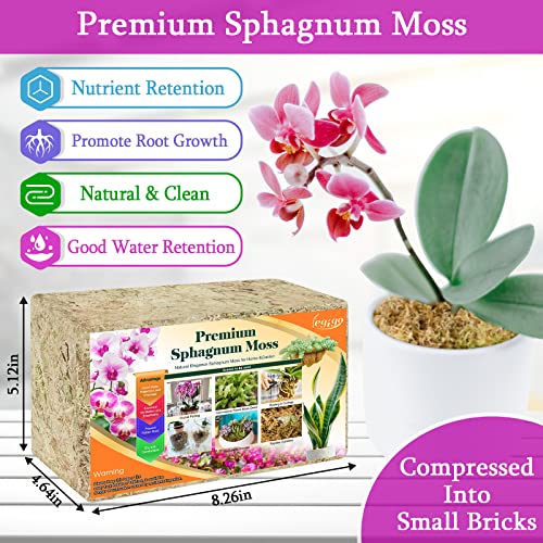 Legigo 2.2LBS Premium Sphagnum Moss for Plants 40QT Natural Succulent Carnivorous Plant Moss Dried, Long Fiber Orchid Moss for Repotting Succulent Sarracenia Potted Plants Gardening and Reptiles