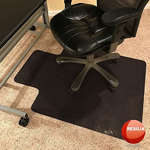 Resilia Office Desk Chair Mat with Lip - for Low Pile Carpet (with Grippers) Black, 36 Inches x 48 Inches, Made in The USA