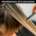 Hair Razors For Cutting Hair 6.89",Professional Hair Styling Thinning Texturizing Cutting Razor with Replacement Hair Razor Blades,Ideal for Salon/Home -11PCS Black
