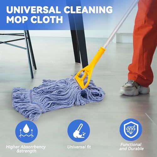 Commercial Heavy Duty Mop Heads Replacement for Rubbermaid: 3 Packs Industrial Wet Mop Head for Floor Cleaning - Cotton Commercial Products Wet Mop Refills