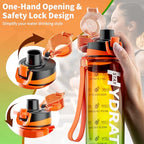 Water Bottle, 32 oz Motivational Water Bottles with Time Marker-Tritan & BPA Free, Sports Water Bottle with Time to Drink & Strap, Wide Mouth, Leakproof -Gift for Christmas Gym Fitness & Outdoor