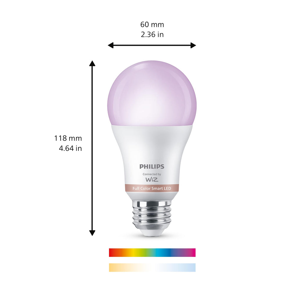 Philips Smart Lighting Connected Light Bulbs, 2-Pack, Color A19 60W 800LM E26 Indoor LED Lights, Smart Bulbs with Motion Detection, Control with Voice or App