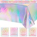 8 Pack Iridescence Plastic Tablecloths Shiny Disposable Laser Rectangle Table Covers Holographic Foil Tablecloth Iridescent Party Decoration Birthday Bridal Wedding Christmas 54" x 108"(Laser)