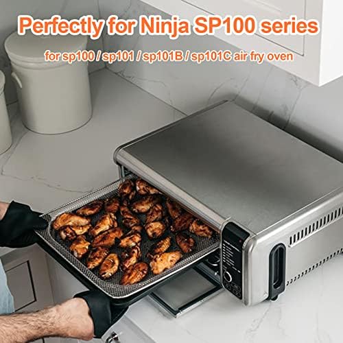 Air Fryer Basket Replacement for NINJA Foodi SP101 Air Fryer Oven, Stainless Steel Air Fryer Basket for Ninja SP100,SP102, Mesh Basket for Ninja Foodi Air Fryer Accessories, Baking Tray for Ninja