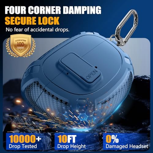 for Bose Ultra Open Earbuds Case Cover 2024 with Cleaner Kit,Military Hard Cover with Lock for Bose Open Ear Earbuds Charging Case Accessories with Keychain for Men Women-Blue