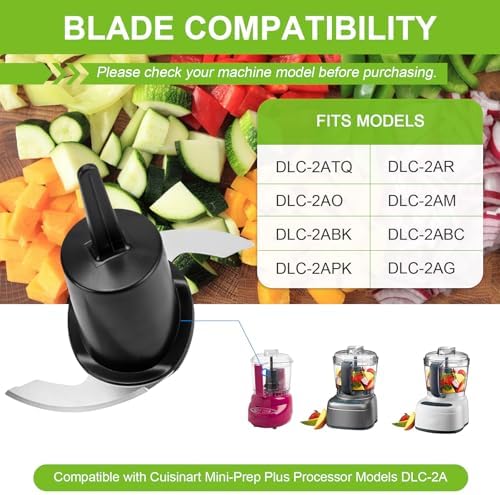 DLC-2ACBN Chopping Blade Fits Cuisinart Mini Prep Plus DLC-2A, Food Processor Blade Compatible with Cuisinart Food Processor Replacement Parts (Black)
