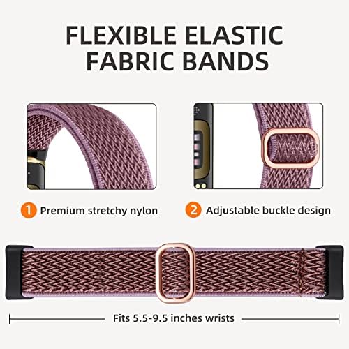 Maledan 6 Pack Stretchy Solo Loop Compatible with Fitbit Charge 5 Bands/Fitbit Charge 6 Bands for Women Men, Soft Nylon Adjustable Sport Elastic Wristbands Replacement Strap for Fitbit Charge 5/6