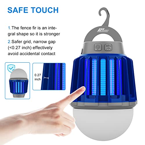 Wisely Bug Zapper Outdoor/Indoor Electric, USB-C Rechargeable Mosquito Killer Lantern Lamp, Portable Insect Electronic Zapper Indoor Trap, with LED Light Blue 1PK