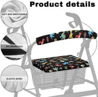 Dinosaur Walker Seat Cover for Seniors - Cute Pattern Rollator Accessories With Backrest Cover - Decorative Gifts for Men