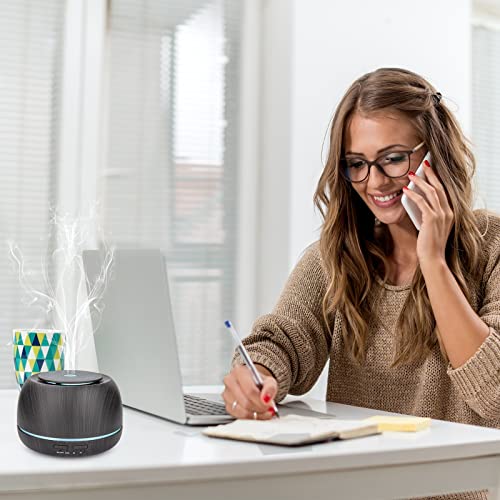 300ML Aroma Essential Oil Diffuser,8 Hours Wood Grain Cool Mist Aromatherapy Diffuser with Remote Control,USB-C Power Cable,Timer, 7 Color Light Changing Air Humidifier for Home,Bedroom