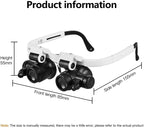 Microscope Accessories Kit 2LED Head-Mounted Illuminating Microscope Headband LED Lamp Light Microscope Slides