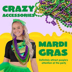 JOYIN 72 PCS Mardi Gras Beads Necklace, Gold, Green, Purple Metallic Colors Necklaces Set for Mardi Gras Party Favors Supplies, Costume Accessories, Masquerade, Accessories