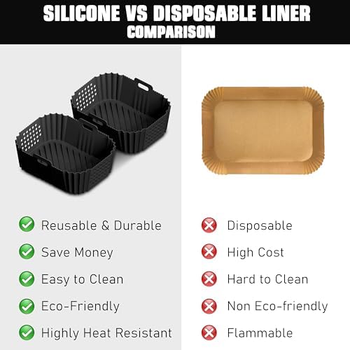 Air Fryer Liners for Ninja Double Stack XL: SL400UK Silicone Liners, Ninja Double Stack Accessories, Ninja Double Stack Air Fryer Liners with Holes, Ninja SL400UKCP Liners by FryEasy [UK Company]