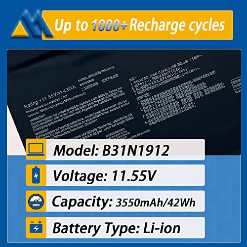 B31N1912 C31N1912 Laptop Battery Replacement for ASUS VivoBook asus 14 E410M E410MA L410M L410MA E410KA F414MA E510MA E510KA L510MA R522MA L410MA L410MA-BV058TS L510ma-wb04 E510KA-EJ033TS 11.55V 42Wh