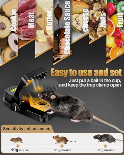 6 Pack Mouse Traps, Large Rat Trap for Home, Instant Kill Trap for Indoor, Reusable Sanitary Safe Mice Traps, Quick Effective Mouse Catcher for Family and Pet