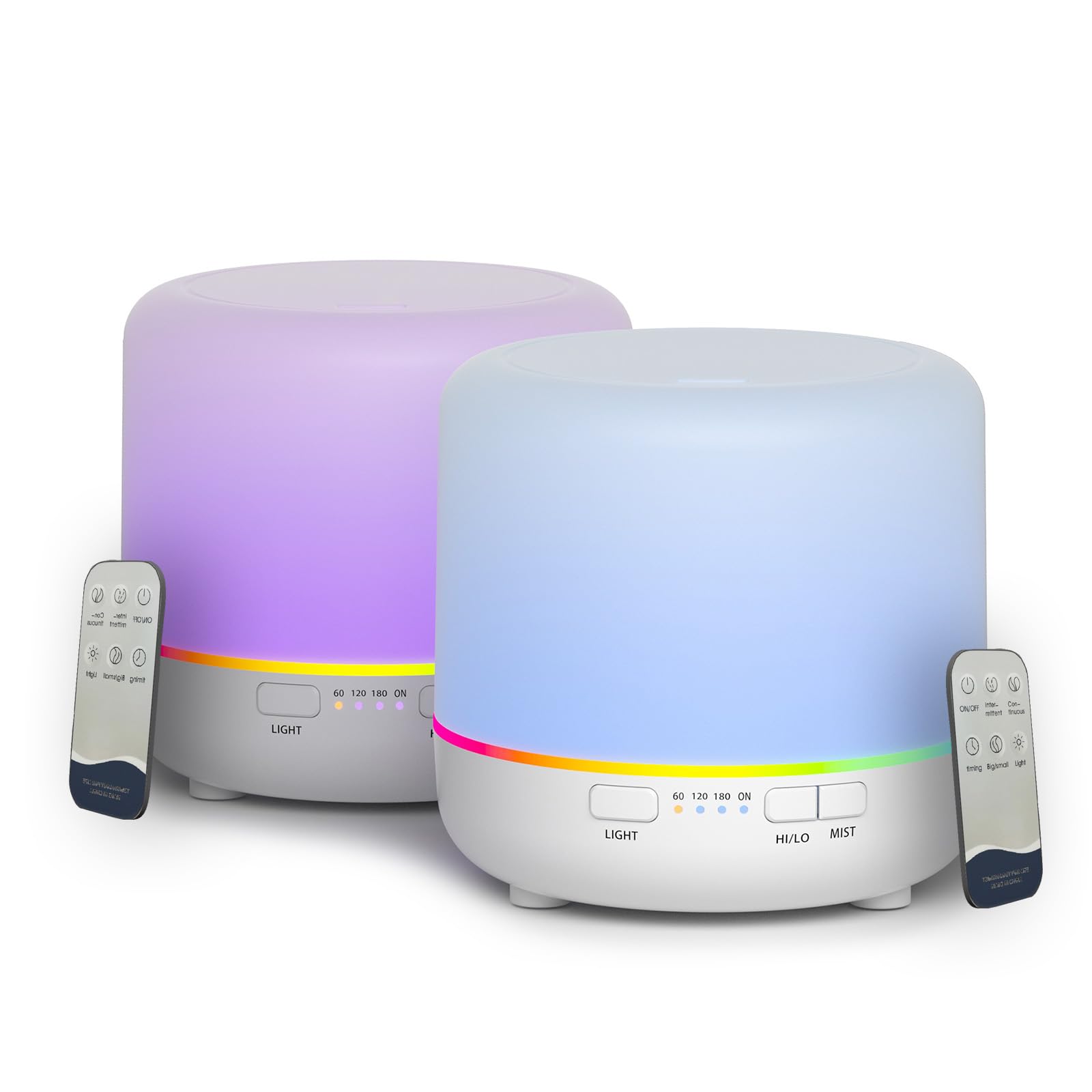 Small Essential Oil Diffuser 2 Pack 200 ML Ultrasonic Cool Mist Humidifiers and Aromatherapy Diffuser 2in1 7-Colors Night Light ，Auto Shut-Off Suitable for Home Bedroom Living Room Office