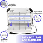 LiBa Electric Bug Zapper (2-Pack) Indoor Insect Killer - (4) Extra Replacement Bulbs - Fly, Mosquito Killer and Repellent - Lightweight, Powerful 2800V Grid, Easy-to-Clean, Removable Washable Tray.