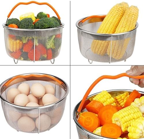 Instant Pot Steamer Basket, Stainless Steel Steamer Basket Mesh Strainer for 6 Qt Instant Pot Pressure Cookers Accessories with Handle (Black)