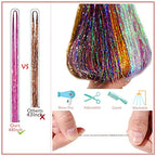 Hair Tinsel Kit (48 Inch, 20 Colors, 6000 Strands), Glitter Tinsel Hair Extensions with Tools - Fairy Hair Tinsel Heat Resistant Accessories for Women Girls Kids