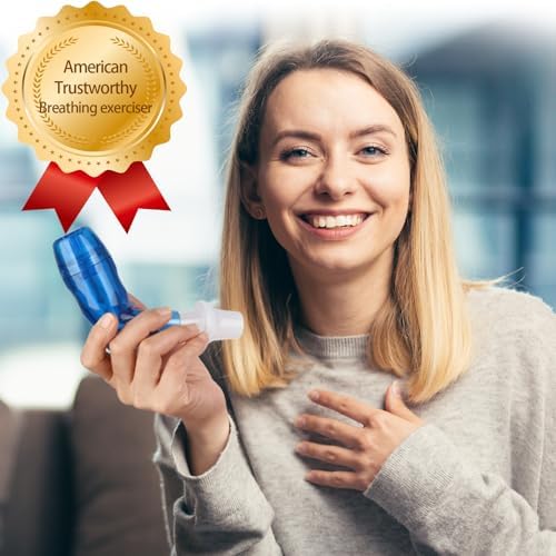 Breathing Exercise Device for Lungs, Lung Expansion and Mucus Relief Device, Portable Expiratory Breathing Exerciser with A Set of Accessories, Breathing Trainer for Lung Cleanse(Blue)