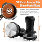 CAPMESSO Espresso Tamper 58.35mm: Coffee Tamper for Breville Espresso Machine With Calibrated 3 Spring Loaded - 30lbs Espresso Accessories Tamper with Sound Feedback, Stand & Ripple Base (58.35mm)