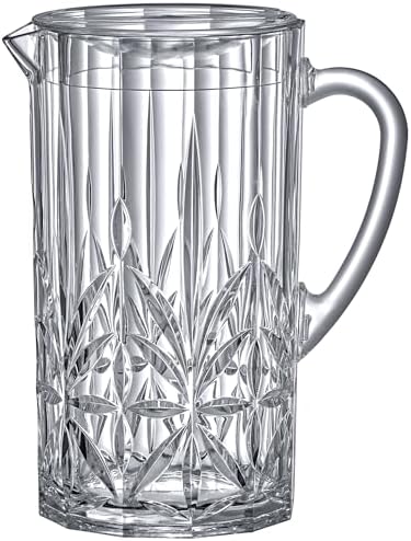 Amazing Abby - Stately - Acrylic Pitcher (80 oz), Clear Plastic Water Pitcher with Lid, Fridge Jug, BPA-Free, Shatter-Proof, Great for Iced Tea, Sangria, Lemonade, Juice, Milk, and More