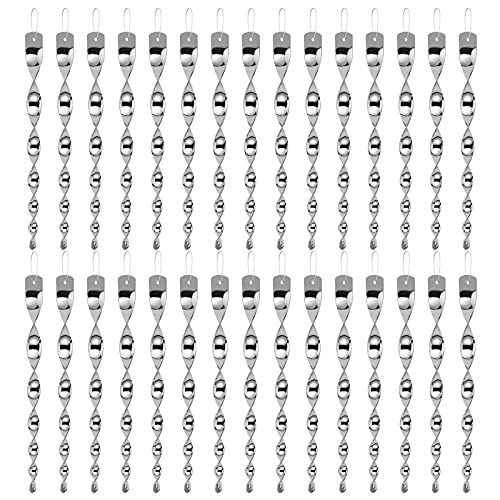 Besmon Woodpecker Bird Scare Devices，Reflective Scare Rods Control Device to Keep Birds Away from Patio Pool（Christmas Reflective Strip Hanging Home as Decoration）(30pcs)
