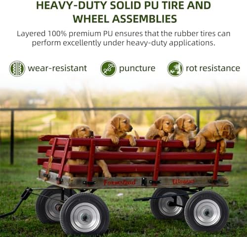 AR-PRO (2-Pack) 8-Inch Solid Wheel Replacement - 2.50-4" Flat Free Tire and Wheel with 5/8 extra 3/4 Bearings and 2.2" Offset Hub - Compatible with Hand Truck, Generator, Gorilla Carts
