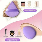 14-Piece All-Purpose Makeup Sponge Puff Set, includes3 Powder Puffs,3 Mini Air Cushion Puffs, 3 BeautyBlenders & 3 Mini Beauty Blenders, Purple
