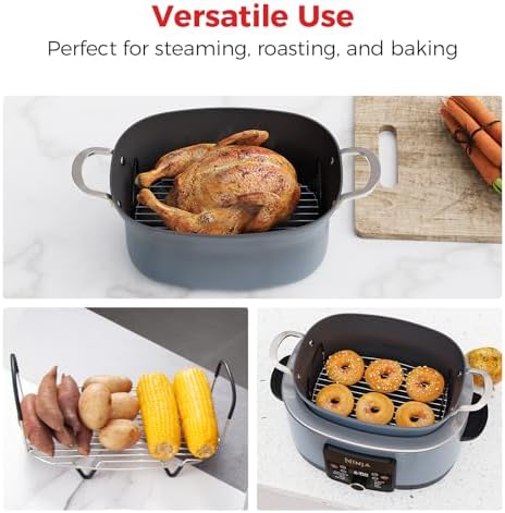 Goldlion Steam and Roast Rack Compatible with Ninja Crockpot Slow Cooker - Stainless Steel Roasting Rack with Silicone-Protected Feet & Handles - Accessories for Ninja Foodi Possiblecooker