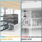 Under Desk Cable Management Tray White, No Drill Desk Cable Management Organizer with Clamp for Desk Wire Management, Desk PC Cord Organizer Accessories & Workspace Organizers for Office, Home(2 Pack)
