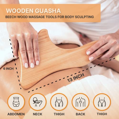 Nuddspa Wood Therapy Massage Tools 6 Pcs, Lymphatic Drainage Massager, Maderoterapia Kit, Anti Cellulite Complete Body Sculpting Tools for Total Relaxation & Relief (6 Pack)