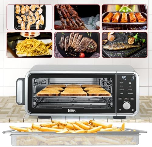 Air Fryer Basket for Ninja Foodi SP300 SP301 SP351 SP201 Series Air Fryer Oven, Stainless Steel Air Fryer Tray Replacement for Ninja Foodi Air Fryer Accessories, Air Fry Basket for Oven