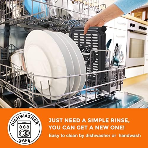 Air Fryer Replacement Parts for Ninja Foodi DualZone Air Fryers, 2 PCS Food Grade Air Fryer Accessories Grill Pan Plate Crisper Plate Rack Tray for Ninja DZ090 DZ201 DZ100 Air Fryer, Dishwasher Safe