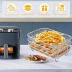 Air Fryer Rack Accessories for Ninja Basket, 3 Layers, 304 Stainless Steel Stackable Bacon Air Fryer Accessories for Ninja AF300UK, Salter/Instant/EMtronics Double Drawer, with Clip