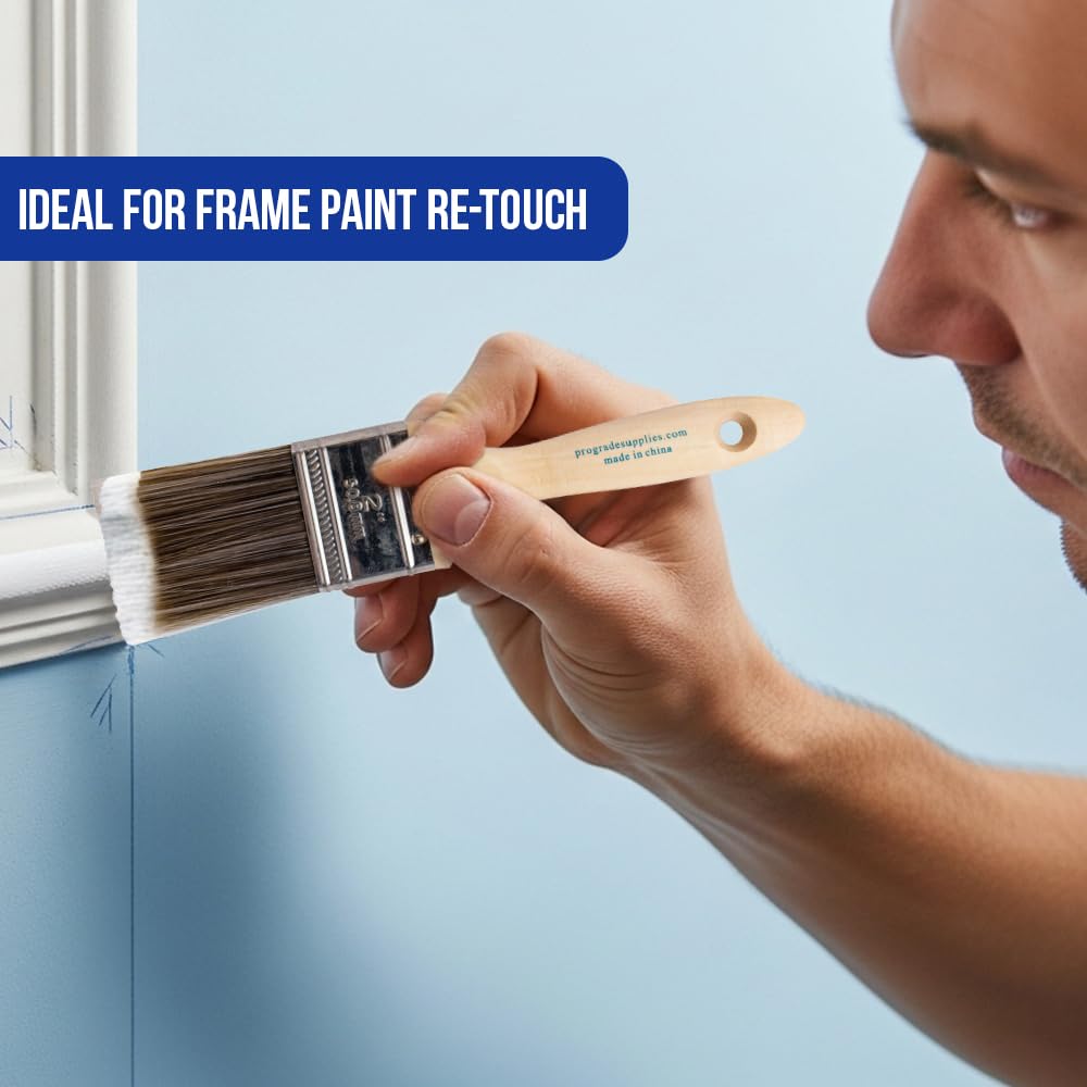 Paint Brushes, 5-Piece Paint Brush Set, Flat & Angle Brushes for Walls, Trim, Cabinets, Interior & Exterior Latex and Oil Paints, Stains