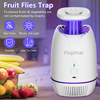 Pzqzmar Fruit Fly Trap,Indoor Insect Trap,Electric Bug Zapper Catcher for Fruit Flies,Flying Insect,Mosquito,Gnat,Moth,Mosquito Killer&Repellent Lamp for Home House,UV Light&Sticky Glue,Plug-in(White)