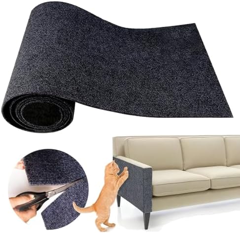 Cat Scratching Climbing Carpet Mat, Feierxun Adhesive Trimmable Cat Scratcher Furniture Protector, Cat Post Covered Pad Replacement for DIY Cat Tree Shelf Couch Corner Wall (Dark Grey,39.3x15.8In)