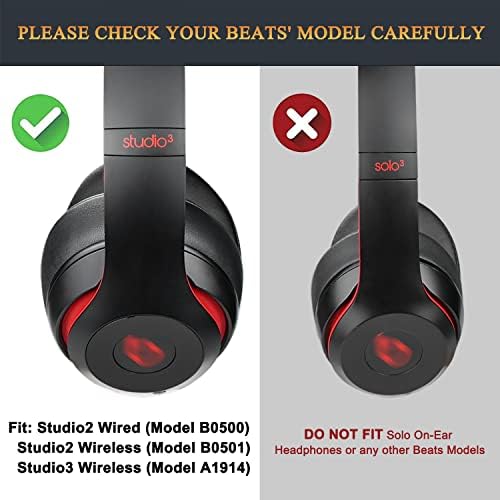 SoloWIT Replacement Ear Pads Cushions for Beats Studio 2 & Studio 3 Wired & Wireless Headphones, Earpads with Soft Protein Leather, Noise Isolation Memory Foam, Added Thickness - Crystal Blue