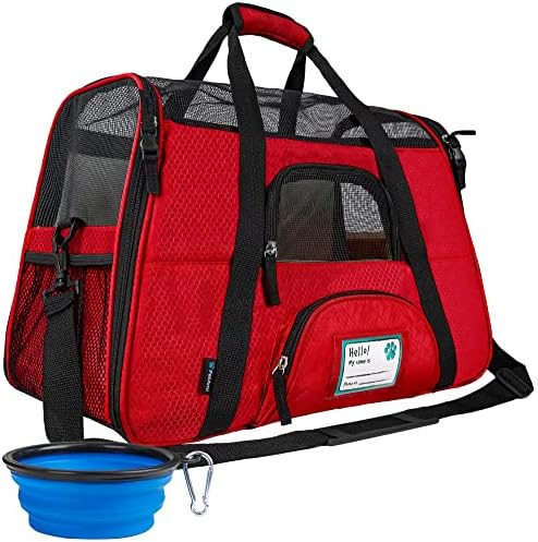 PetAmi Airline Approved Pet Carrier for Cat, Soft Sided Dog Carrier for Small Dogs, Cat Travel Supplies Accessories for Indoor Cats, Ventilated Pet Carrying Bag Medium Large Kitten Puppy, Small Red