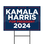 Kamala Harris for President 2024 Yard Sign - Kamala Harris 2024 Blue Stars Lawn Sign - 18" x 24" Double Sided Corrugated Plastic - Includes H Stake - 1 Road Sign