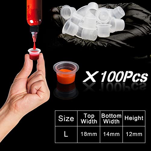 CINRA Ink Cap Holder with 100Pcs Tattoo Ink Caps, 1Pc Tattoo Ink Cups Holder with 100Pcs Large Tattoo Ink Cups Tattoo Pigment Cups Stand and Pigment Caps Cups Kit for Tattoo Ink Beginners and Artists