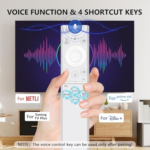 BN59-01391A Solar Voice Remote Replacement for Samsung TV Remote, Compatible with Samsung Smart TVs Ultra HD Neo QLED The Frame and Crystal UHD Series 2021-2023 Models, White